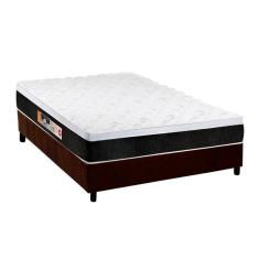 Cama Box Casal: Colchão Espuma Castor D45 Black E White + Base Crc Suede Brown(138X188)