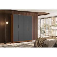 Guarda Roupa 4 Portas e 3 Gavetas c/ Pés Attore Amendola/Grafito - Dem