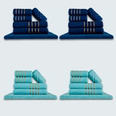 Jogo De Toalhas 24 Pçs Coleção Dubai 100% Algodão Az+vd