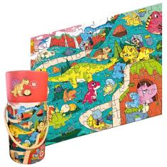 Quebra Cabeça Dinossauro Colorido Divertido 124 Peças Castela