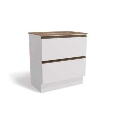 Balcão de Cozinha p/ Cooktop c/ Tampo Maxxi G755 c/ 2 Gavetas 80cm Branco/Nogal - Kappesberg