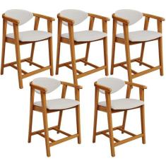 Kit 05 Banquetas Baixa Cozinha Sala de Jantar Bancada Cecília L02 Bouc