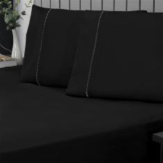 Jogo de Cama King Percal 400 Fios Ponto Palito 03 Peças