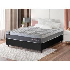 Conjunto Cama Box c/ Molas Ensacadas Sheffield Cinza Casal 138x188x65 