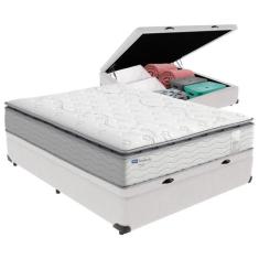 Cama Box Baú Casal e Colchão Molas Ensacadas Amsterdã Probel, Branco