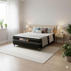 Cama Box Casal Castor Black e White Air Double Face D33 138x188x54 + B