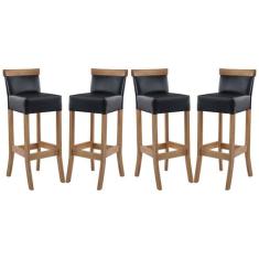 Kit 4 Banquetas Alta em Madeira Diamantina Estofada material sintético