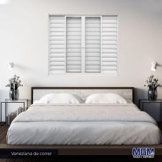 Janela Veneziana de Alumínio 6 Folhas Vidro Liso 100x120cm MGM Branco