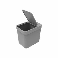 Lixeira Cozinha Banheiro 5L Cinza C/Porta Puxa Saco Soprano