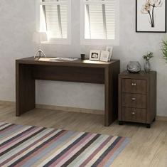 Conjunto Home Office 2 Peças Escrivaninha com Gaveteiro 3 Gavetas Espresso Móveis