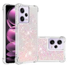 Capa com glitter compatível com Xiaomi Redmi Note 12 Pro 5G compatível com mulheres meninas feminino brilhante líquido flutuante areia movediça transparente capa de telefone TPU macio (cor: corações