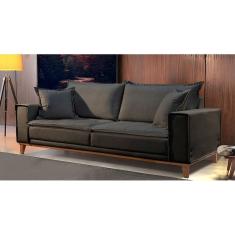 Sofá Fixo 3 Lugares Luxo 180 cm  Aquiles Cinza
