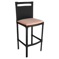 Banqueta Alta Vigor Em Alumínio E Corda Náutica Preto Preto Com Areia