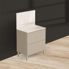 Balcão para Cozinha Ambiente Art Vanilla com Tampo Painel 80cm Travertino – Kits Paraná