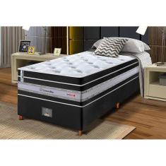 Conjunto Cama Box Solteiro De Molas Ensacadas Cama Inbox Select Euro Soft 88x188x71 Preto