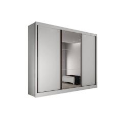 Guarda Roupa Casal 3 Portas de Correr e 6 Gavetas c/ 1 Espelho Sonetto/Toulon Plus Branco - Novo Horizonte