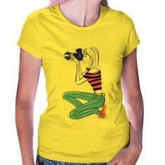 Baby Look Fotógrafa Art - Foca na Moda, Amarelo, P