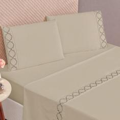 Jogo de Lençol King Isa Micropercal 300 Fios 4pç 100% Poliéster - Cáqu