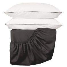 Jogo De Lençol Casal Padrão Linea Percal 200 Fios 3 Peças - Preto