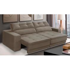 Sofá Retrátil e Reclinável 3 lugares 1,90m com Molas Emily Suede Capuccino Adonai Estofados