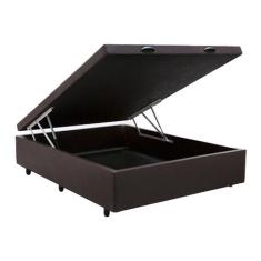 Cama Box Baú Casal Sintético Marrom 138x188 - Colchão dos Sonhos
