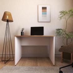 Mesa de Escritório Corp 25mm 90 cm Bramov Móveis Branco/carvalho Mel