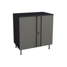 Balcão Multiuso P- área Serviço Multibox Aço 2 Portas C- chave C- tampo 80cm Preto cinza