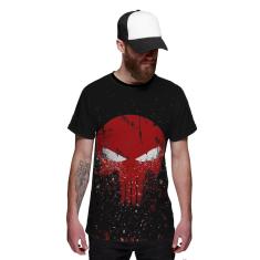 Camiseta The Punisher Justiceiro Caveira Vermelha Fragmentos-Masculino