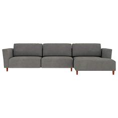 Sofá 290cm com Chaise Direita Franz Suede Grafite - Gran Belo