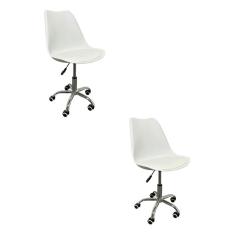 Kit 2 Cadeiras Escritório Secretária Decorativa Eames Chicago Fratini Branco
