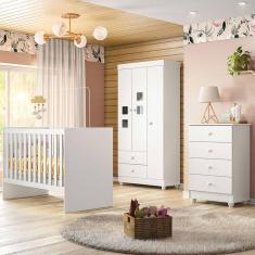 Quarto de Bebê Completo Life 100% Mdf 3 Portas 6 Gavetas Branco 4110 - Tigus Baby