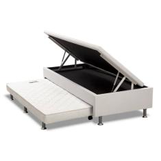 Cama Box Bau Solteiro King Com Auxiliar Semi Ortopedica Corino 96X203cm