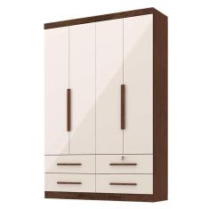Guarda Roupa Solteiro Maximus Plus 4 Portas Jacarandá Off White – Zanzini