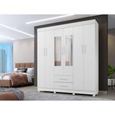 Guarda Roupa 6 Portas Com Espelho Copacabana Benetil Cor:branco