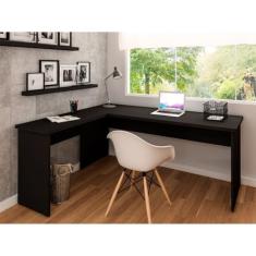 Mesa De Canto em L Para Escritório 140x150cm Tampo 30mm Preto