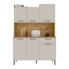 Armário de Cozinha Compacta 6 Portas e 1 Gaveta 121cm Florença Freijó Soft - Pallazio