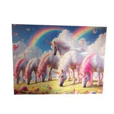 Quebra-Cabeça Unicórnios E Arco Iris De 40 Peças Em Mdf - Reidopendriv