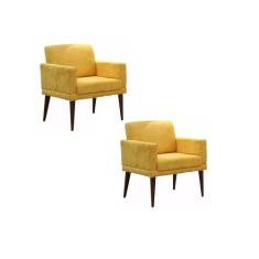 Kit 02 Poltronas Decorativas Emília Pés Palito Suede - DS Estofados, A