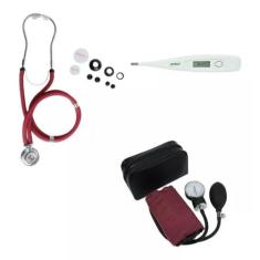Kit Esfigmomanometro + Esteto Rappaport Duplo + Termometro - Premium, 