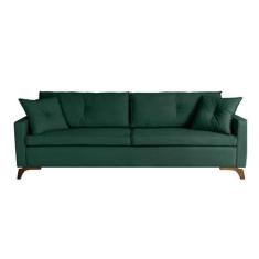 Sofá 3 Lugares Viena Veludo Verde 210 cm - Sofani