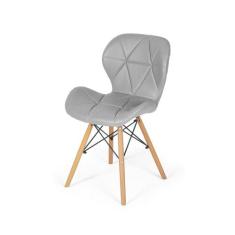 Cadeira Charles Eames Eiffel Slim Wood Estofada - Cinza - Magazine Dec