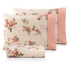 Jogo de cama King 3pç estampado ponto palito 100% algodão - SAFIRA ENX