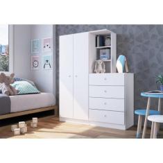 Guarda-Roupas Infantil 2 Portas e 4 Gavetas Multimóveis CR35094, Branc