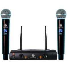Microfone s/ fio Profissional Custom Multi frequencia Duplo 2 bastões 