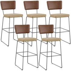 Kit 05 Banqueta Alta Cozinha Sala Jantar Allana L02 material sintético