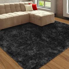 Tapete Sala/Quarto Felpudo Atrativo 2,00mx3,00m Preto Casa Dona