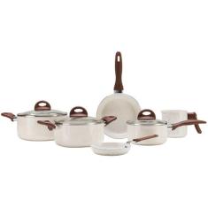 Jogo Conjunto de Panelas 6 Peças Brinox Vanilla Ceramic Life Smart Plu