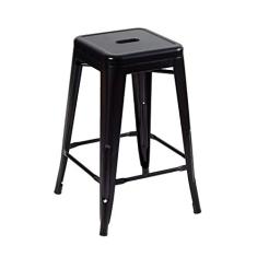 Loft7, Banqueta Iron Tolix Design Industrial em Aço Carbono 61 cm Média Sem Encosto Vintage Elegante e Versátil Cozinha Bar Sala de Jantar Varanda Gourmet, Preto