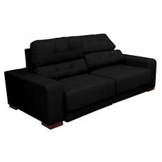 Sofá Sala de Estar Retrátil e Reclinável 3 Lugares Lisboa 230cm Couro Preto - Gran Belo