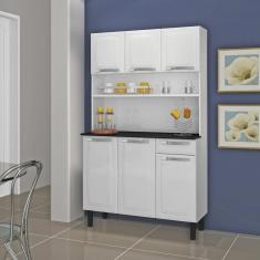 Conjunto Cozinha com Tampo 6 Portas 1 Gaveta Rose Itatiaia Branco